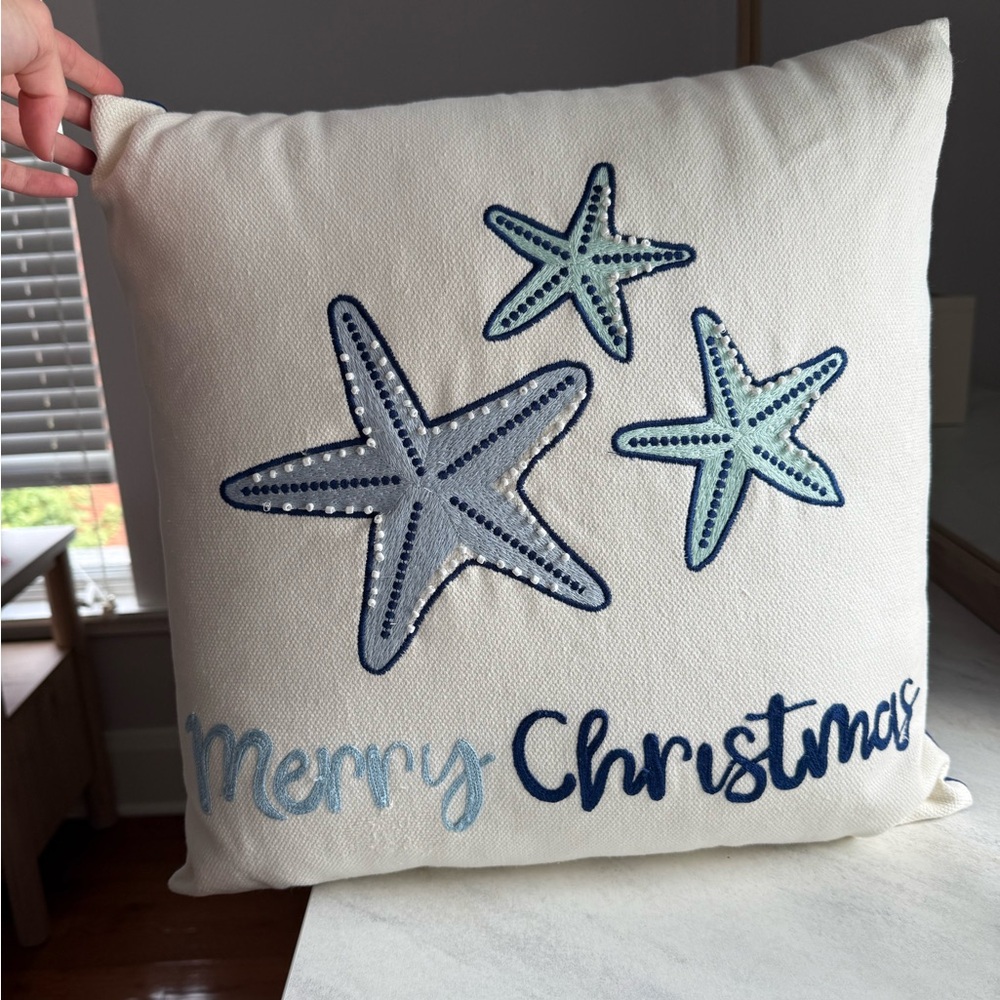 Holiday Starfish Christmas Pillow